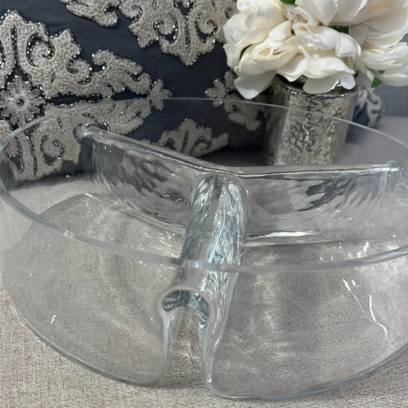 CIRCLE Glass Made in Turkey Round Divided Decorative Serving Bowl - Picture 3 of 9